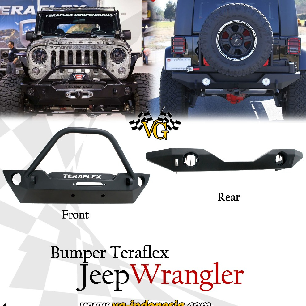 Front Bumper & Rear Bumper Teraflex Jeep Wrangler JK 2007 - 2017 Bullbar Rubicon JK Teraflex Style