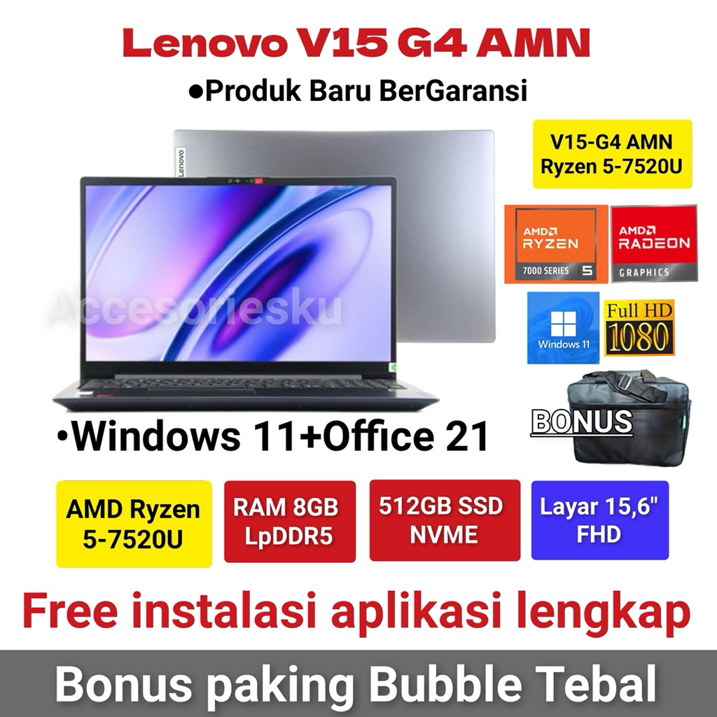 Laptop Lenovo V15 G4 AMD Ryzen 5-7520u Ram 8Gb 512Gb 14” Windows