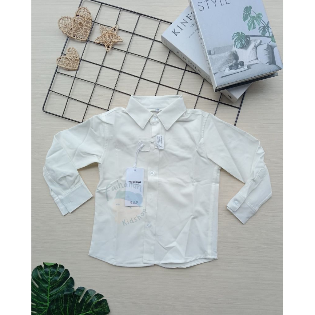 Kemeja Basic Lengan Panjang Dan Pendek Anak Laki-laki/ Hem Anak Putih Polos Murah