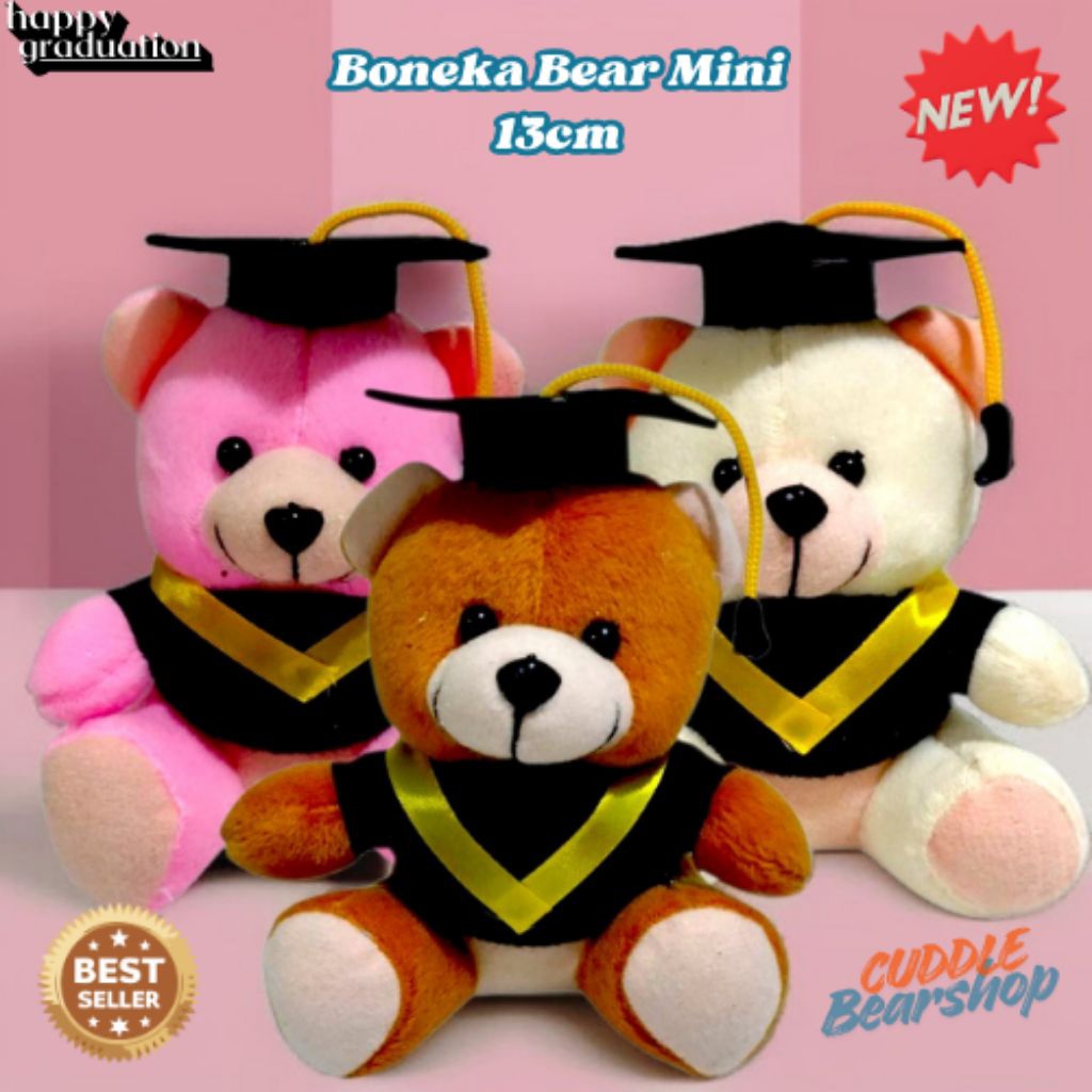 Boneka Teddy Bear Wisuda (13cm) Bear Mini Souvenir wisuda