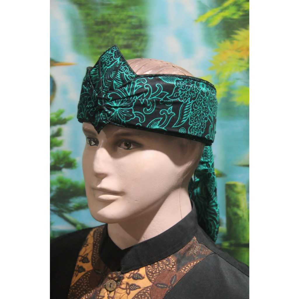blangkon iket kepala sunda jawa batik tradisional dewasa & ANAK atas BOLONG (IKBD HIJAU)
