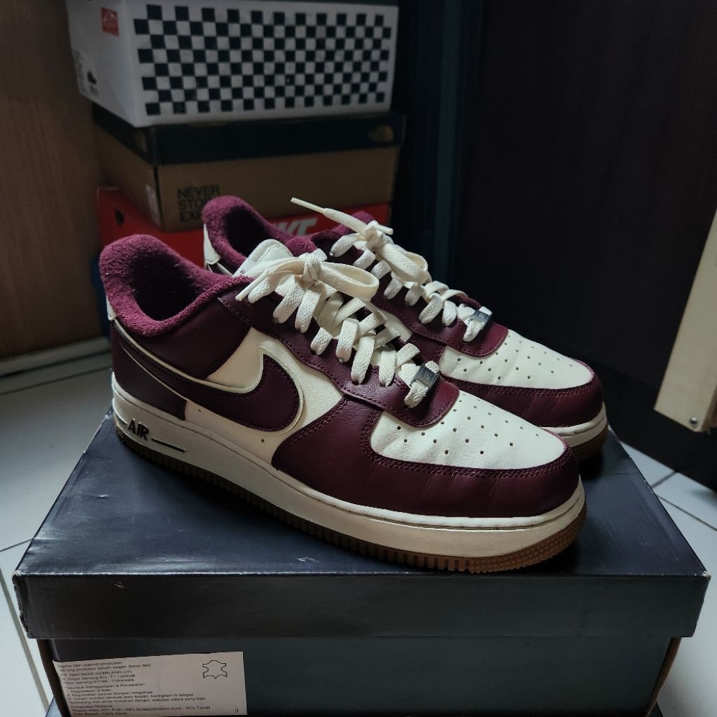 NIKE AIR FORCE 1 '07 LV8 "NIGHT MAROON" RESMI 1X PAKAI