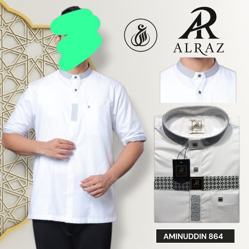 Koko Al Raz Lengan Pendek Premium AMINUDDIN Kombinasi Bordir
