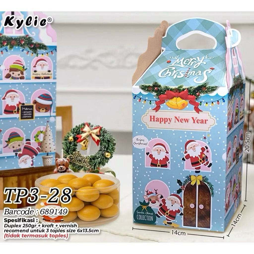 TP3 - (1pcs) Box Kue Natal Hampers Christmas Toples Bulat 500gram Isi 3 / 250gram isi 4