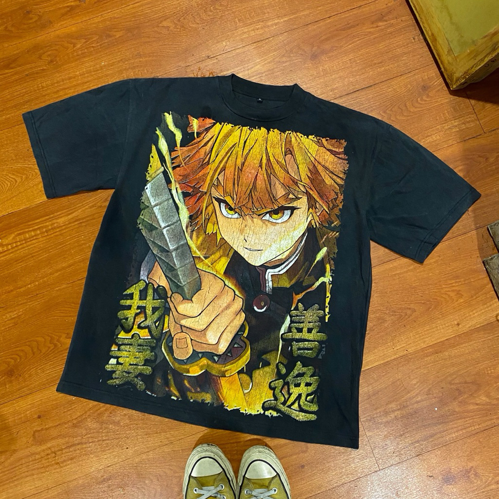 KAOS TSHIRT DEMON SLAYER ZENITSU VS KAIGAKU BOOTLEG CUSTOM BY BOOTUPSK