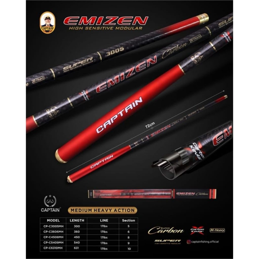TEGEK KAKU SUPER FULL CARBON CAPTAIN EMIZEN 300cm. 360cm. 450cm.
