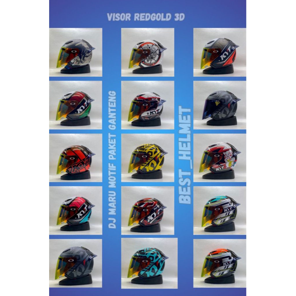 KYT DJ MARU ALL MOTIF KC REDGOLD FREE SPOILER 3D PAKET GANTENG - HELM HALF FACE ORI KYT DOT UNTUK DE