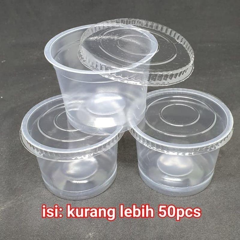Cup Gelas Ice Cream Pudding Bening 65 ML plus Tutup isi50pcs Kualitas Terbaik untuk Penyimpanan Es K