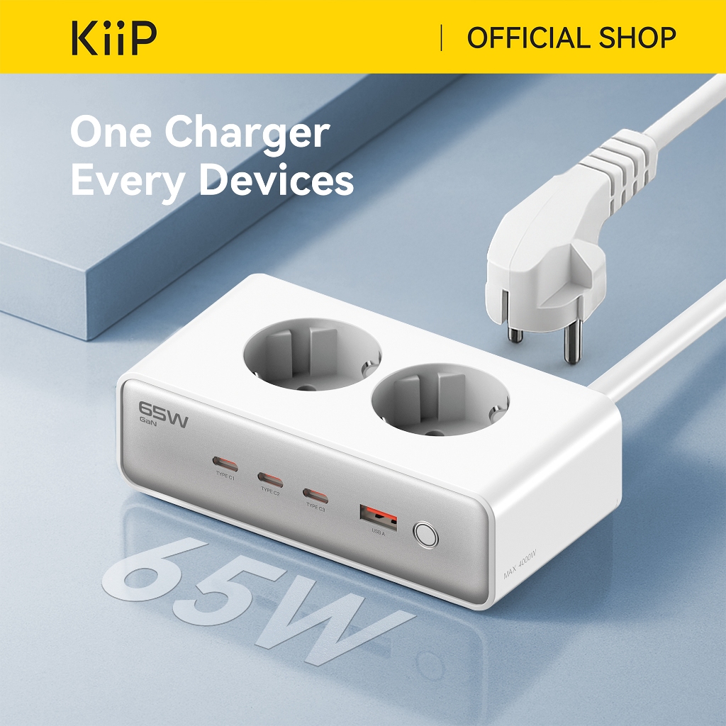 KiiP C20E Desktop Charger Fast Charging 65W Adaptor 6in1 USB Type-C Power Station