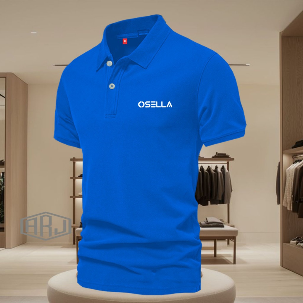 COD  Polo Shrit Distro Osella Logo Text Putih Premium Quality Kaos Kerah Unisex Terlaris Polo Pendek