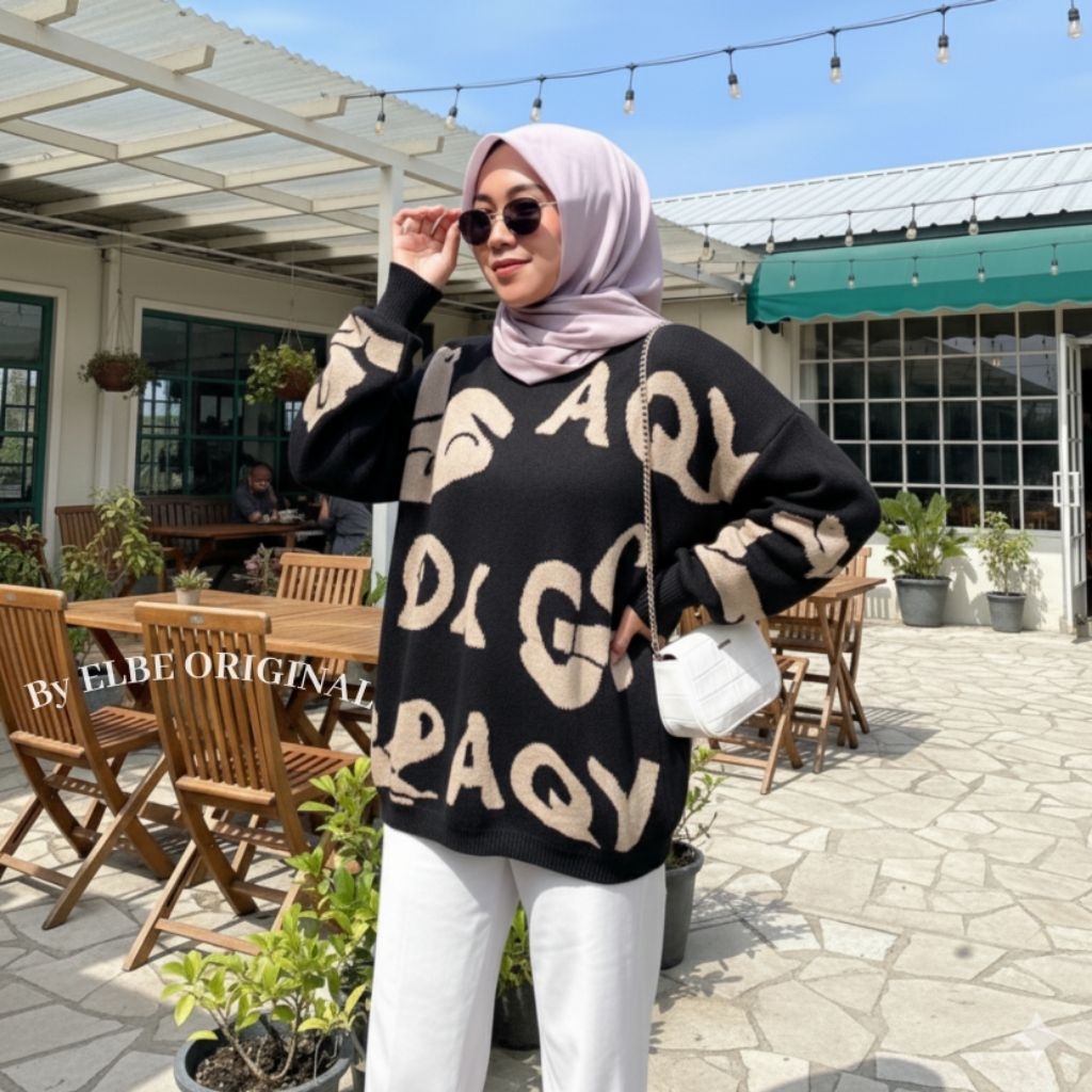 Sweater rajut wanita motif AQY baju rajut atasan wanita
