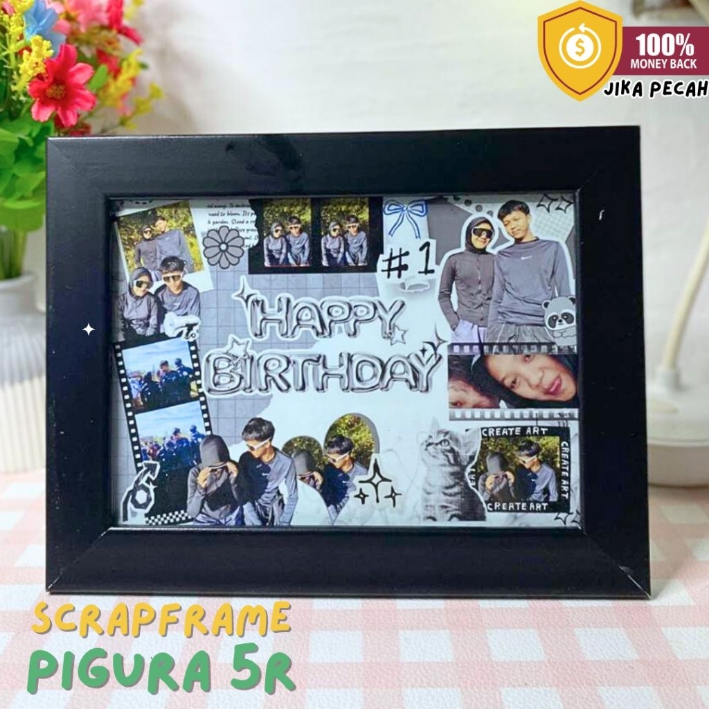 WORDGIFT Custom scrapframe aestetik ukuran 5R desain terbaru BINGKAI KADO HADIAH CUSTOM 5R | KADO FA