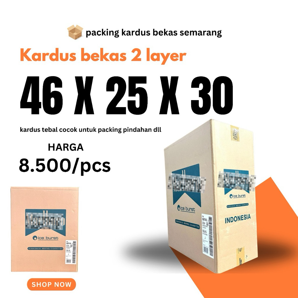 Kardus bekas tebal 2 layer ukuran (46x25x30)
