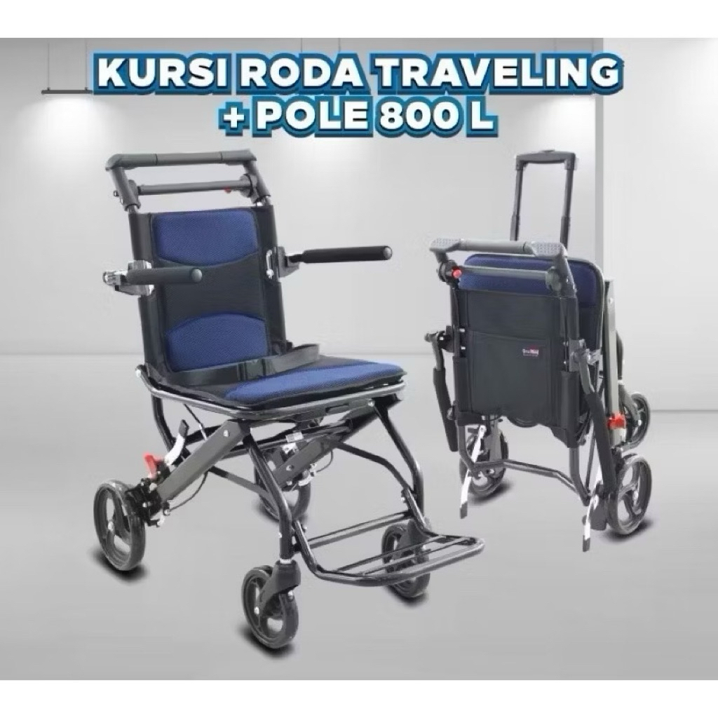 ONEMED - Kursi Roda TRAVEL PORTABLE Aluminium 800L + Handle TRAVELLING