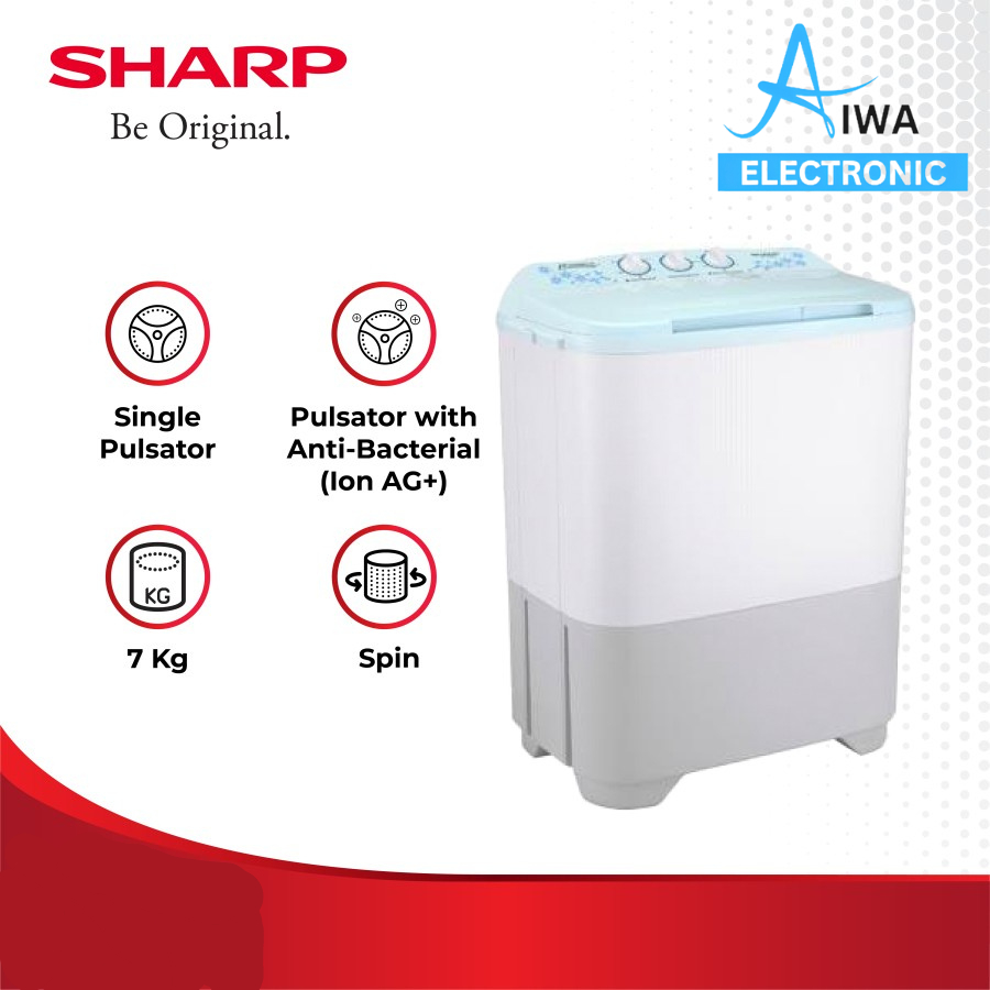 Mesin Cuci SHARP 2 Tabung 7 kg ES-T70MW EST70MW 70MW