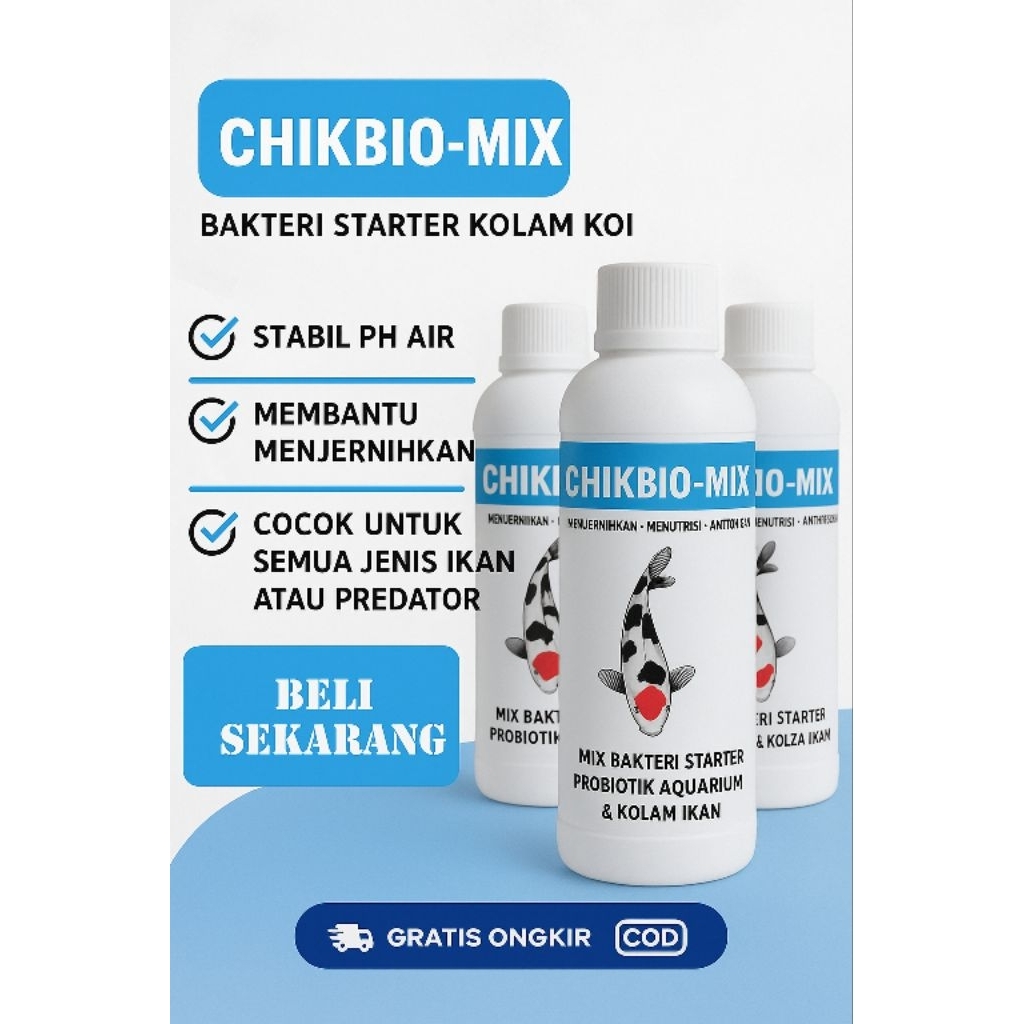 CHIKBIO-MIX 500ml Bakteri Starter Penjernih Air Aquarium & Kolam Ikan Pengurai Amonia Cepat Kerja