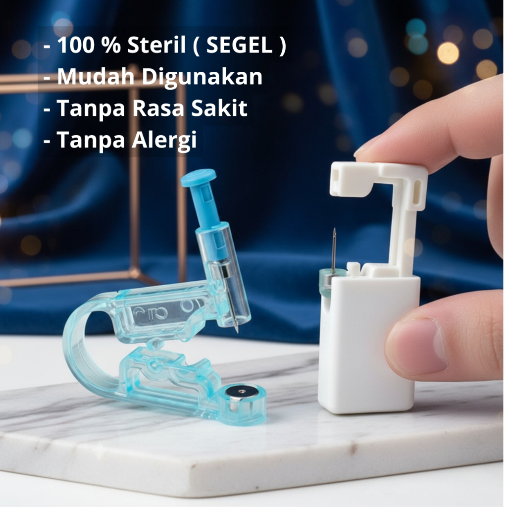 Alat tindik telinga sekali pakai, alat tindik telinga steril, artefak tindik telinga, lubang telinga