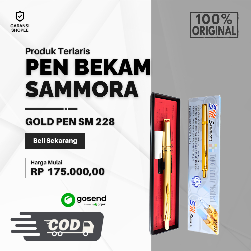 Pen Bekam Emas Sammora - Lancing Samora Gold Pen Bekam Pen sammora SM 228 Stainless - Pulpen Bekam