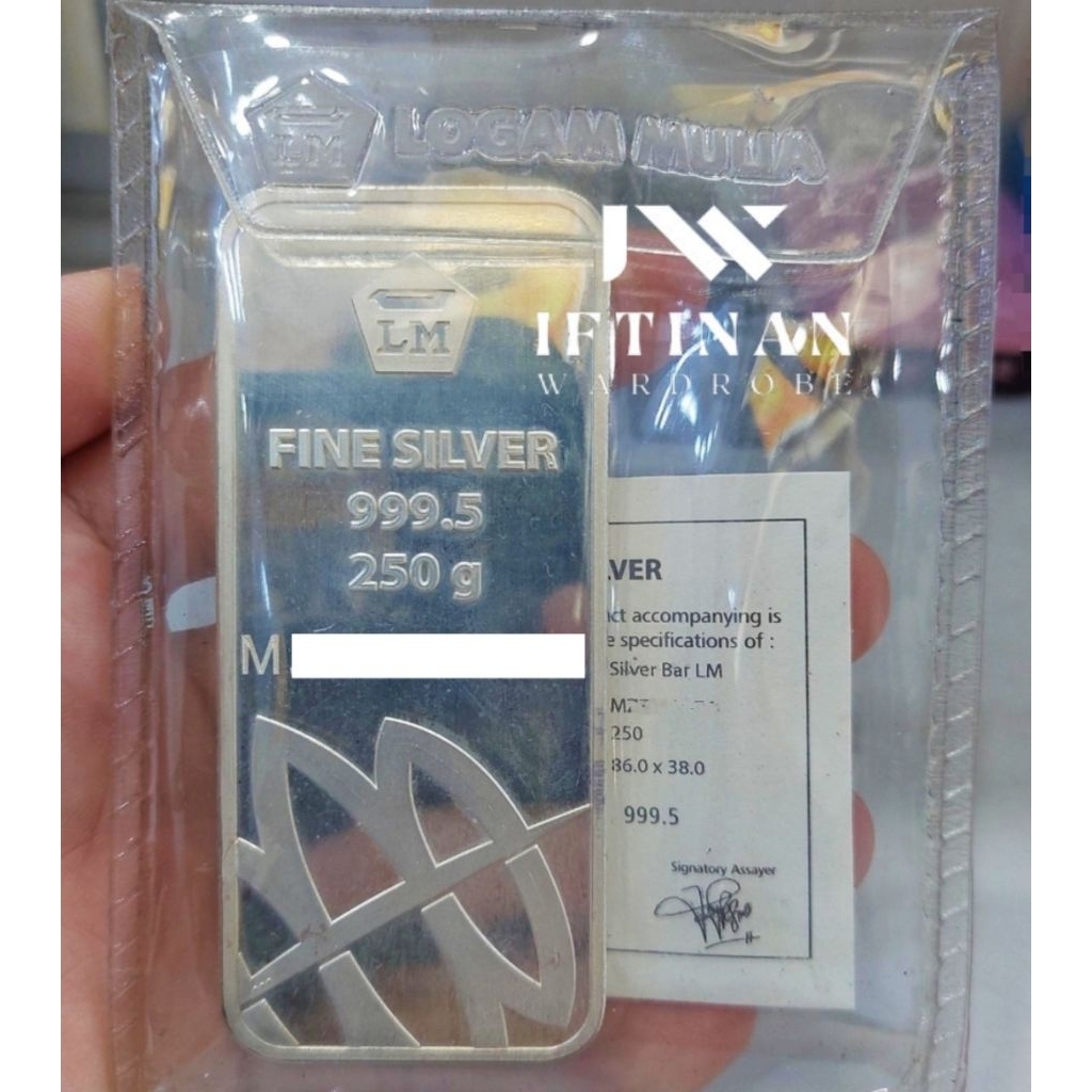 Limited Perak Antam 250 gr, Fine Silver Bar 999,5 Certified