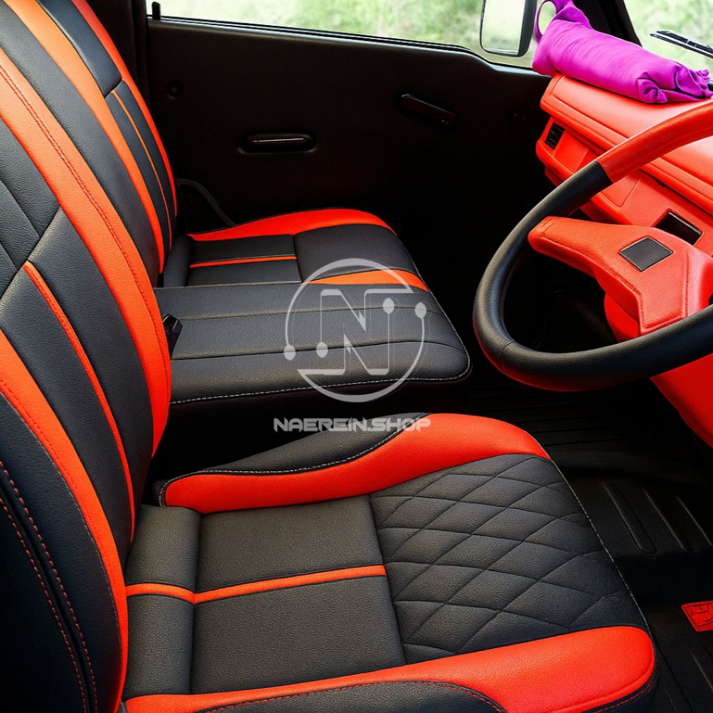 Cover Jok mobil Variasi KOTAK WAJIK L1 Bahan Kulit Syntetic Bisa Untuk semua mobil Pick'up seperti G