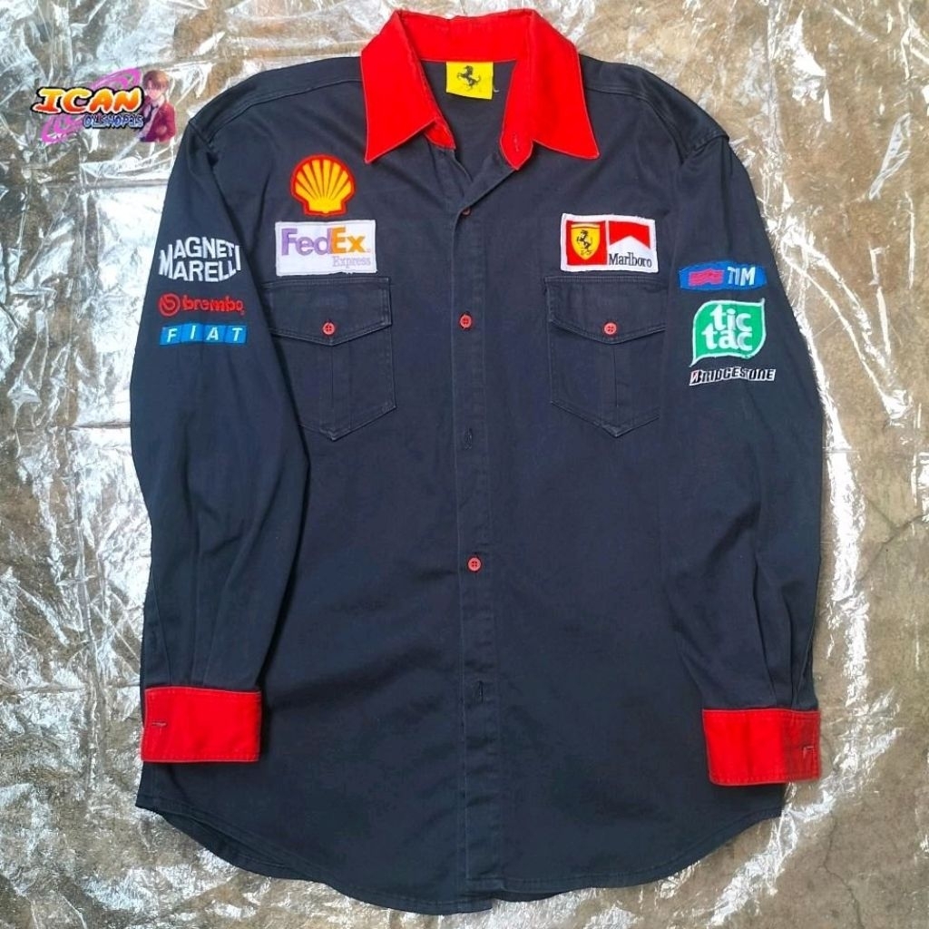 Ferrari Workshirt Vintage Official Team Crew Original Merchandise F1 1998 Kemeja Scuderia Ferrari Lo