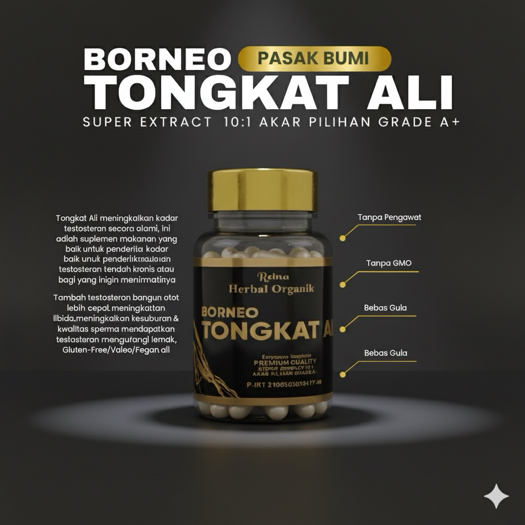 Super Extract Tongkat Ali Borneo Grade A+ isi 60 Kapsul Akar Pasak Bumi