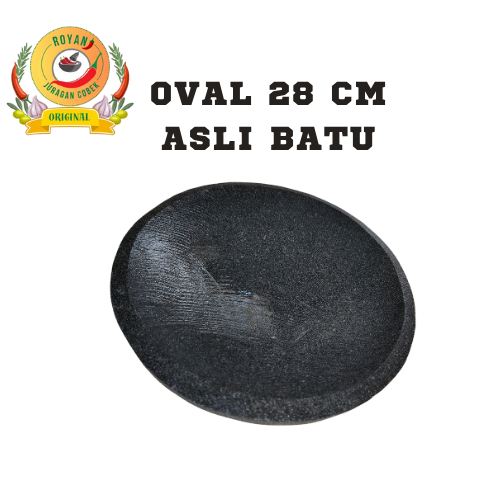 Cobek Oval 28cm Batu Asli Free Ulekan