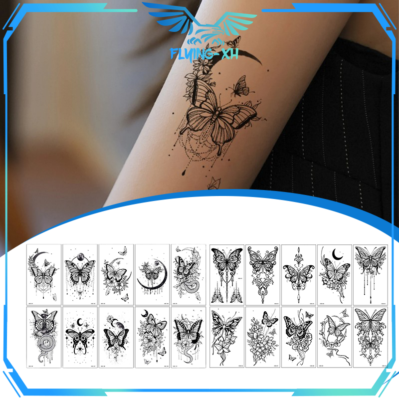 10pcs Stiker Tato Tato Kupu-Kupu Tato Sementara Tato Temporer Tato Badan Tato Simulasi Tato Butterfl