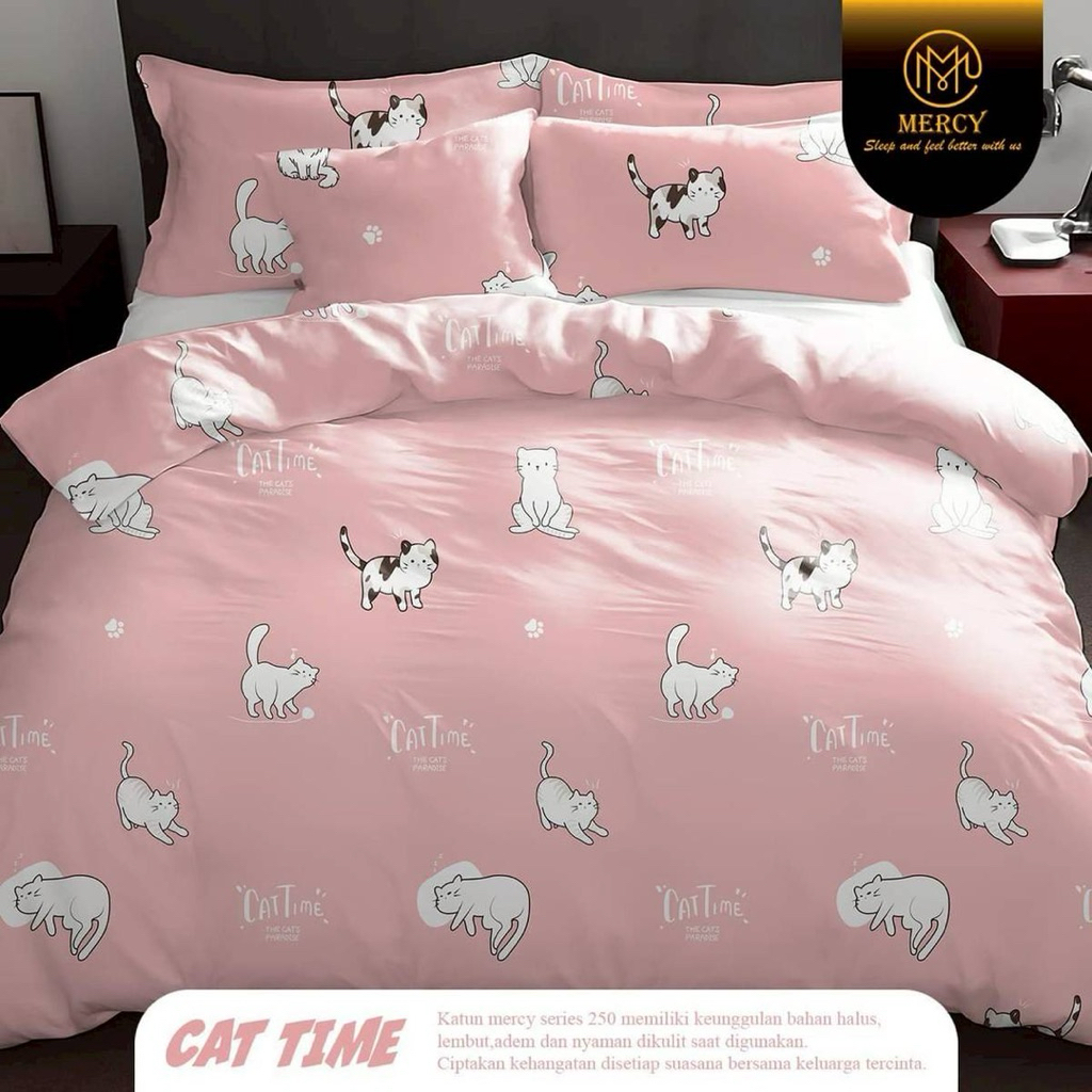 Kain Sprei Meteran Bahan Katun CVC Premium Motif Cat Time Beverly