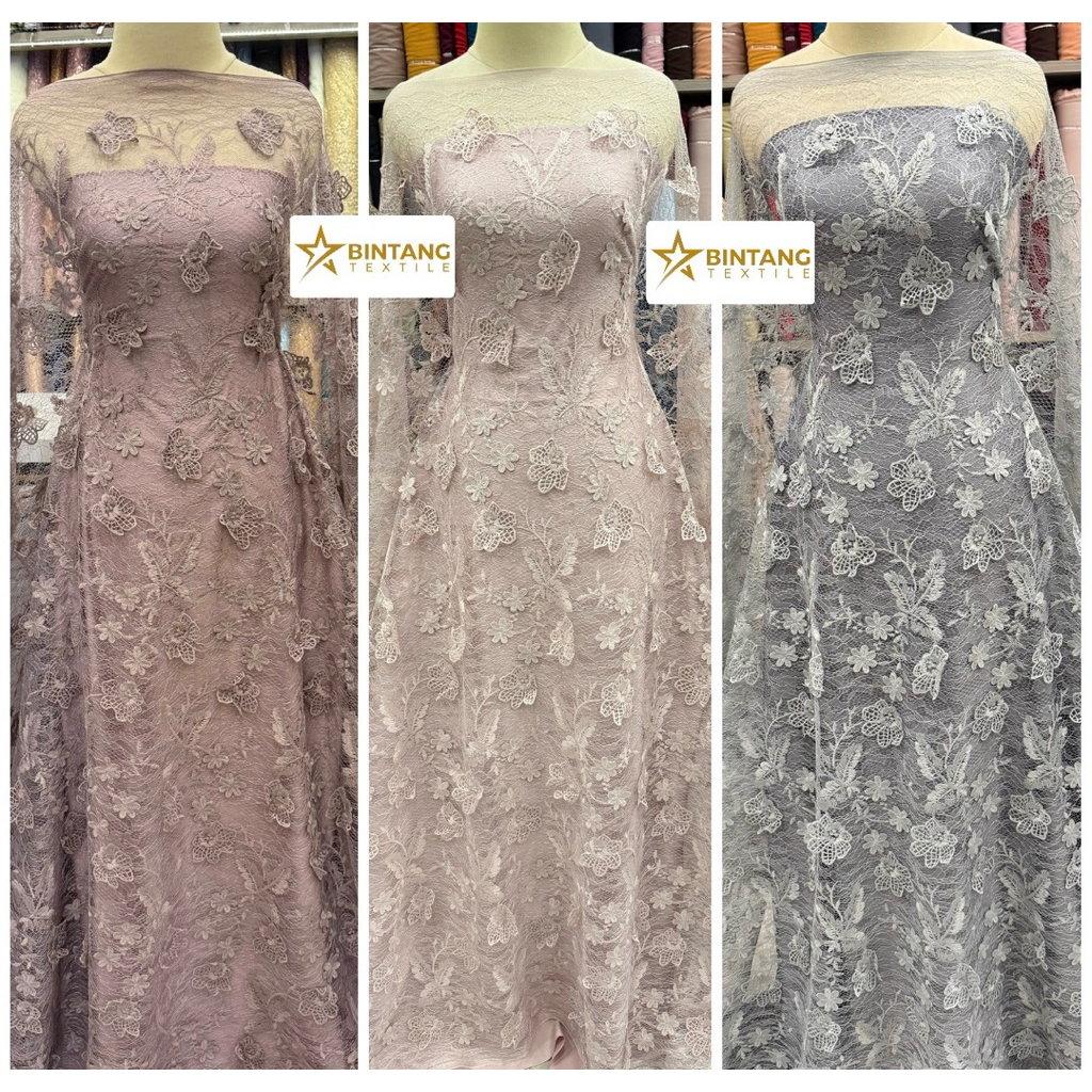 Kain Chantily 3D Alila Premium / bahan gamis kebaya tunik atasan