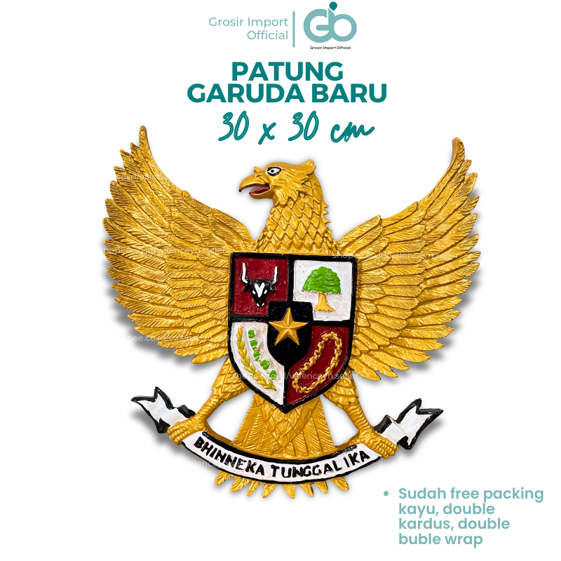 Hiasan Patung Lambang Burung Garuda Pancasila 30X30 PREMIUM DATAR Indonesia Dekor Dingding Untuk Rum