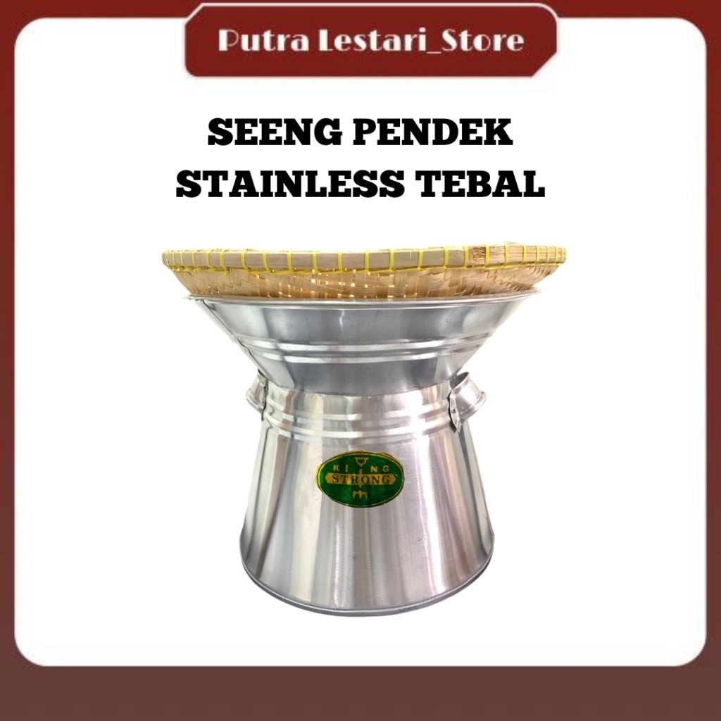 DANDANG KUKUS / Seeng Pendek Stainless Tebal + Kukusan Bambu