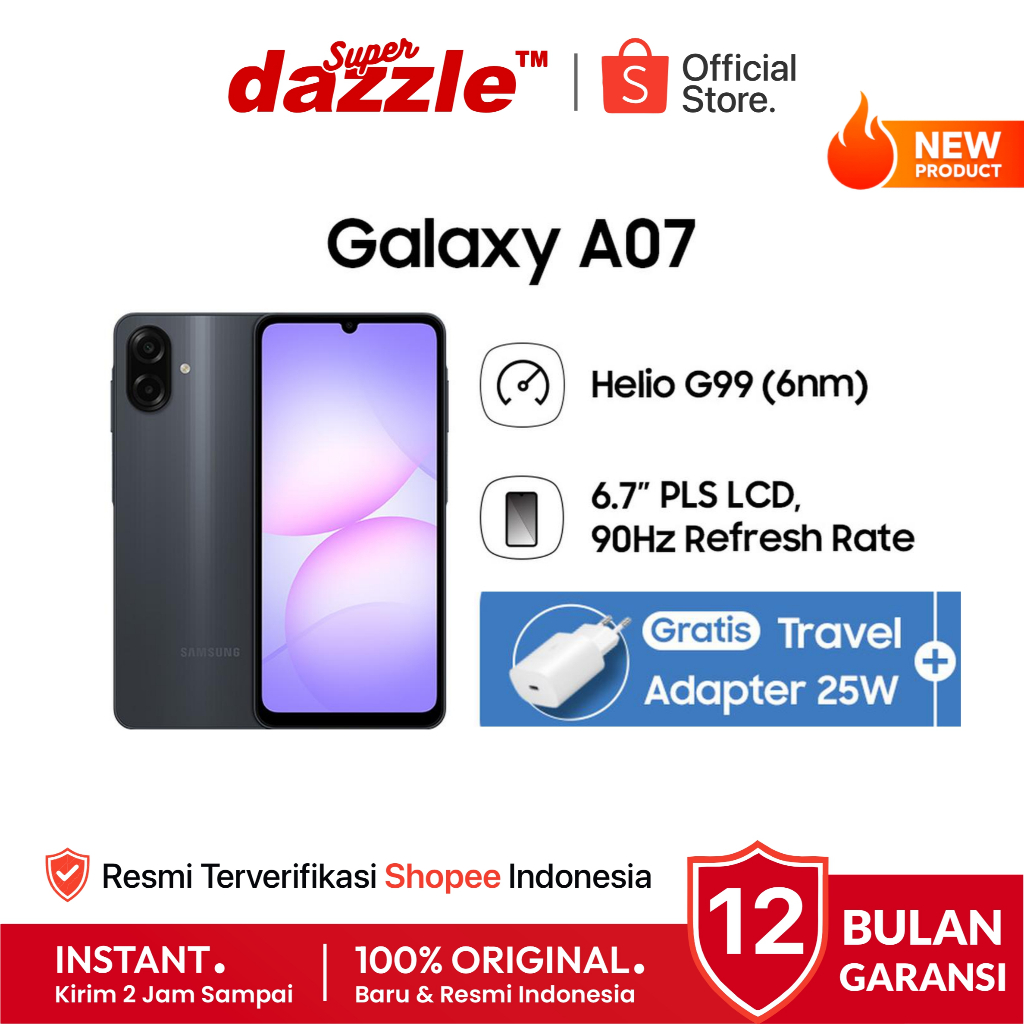 HP SAMSUNG Galaxy A07 4G 8/256 6/128 4/128 4/64 GB Original Resmi Official Store Handphone Ori