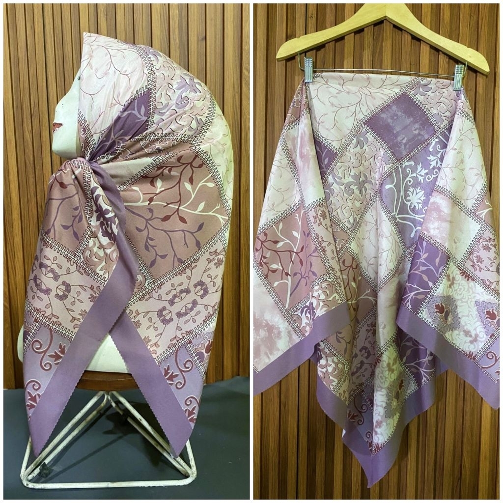 HIJAB SEGI EMPAT VOAL MOTIF MOZAIK DUSTY PURPLE