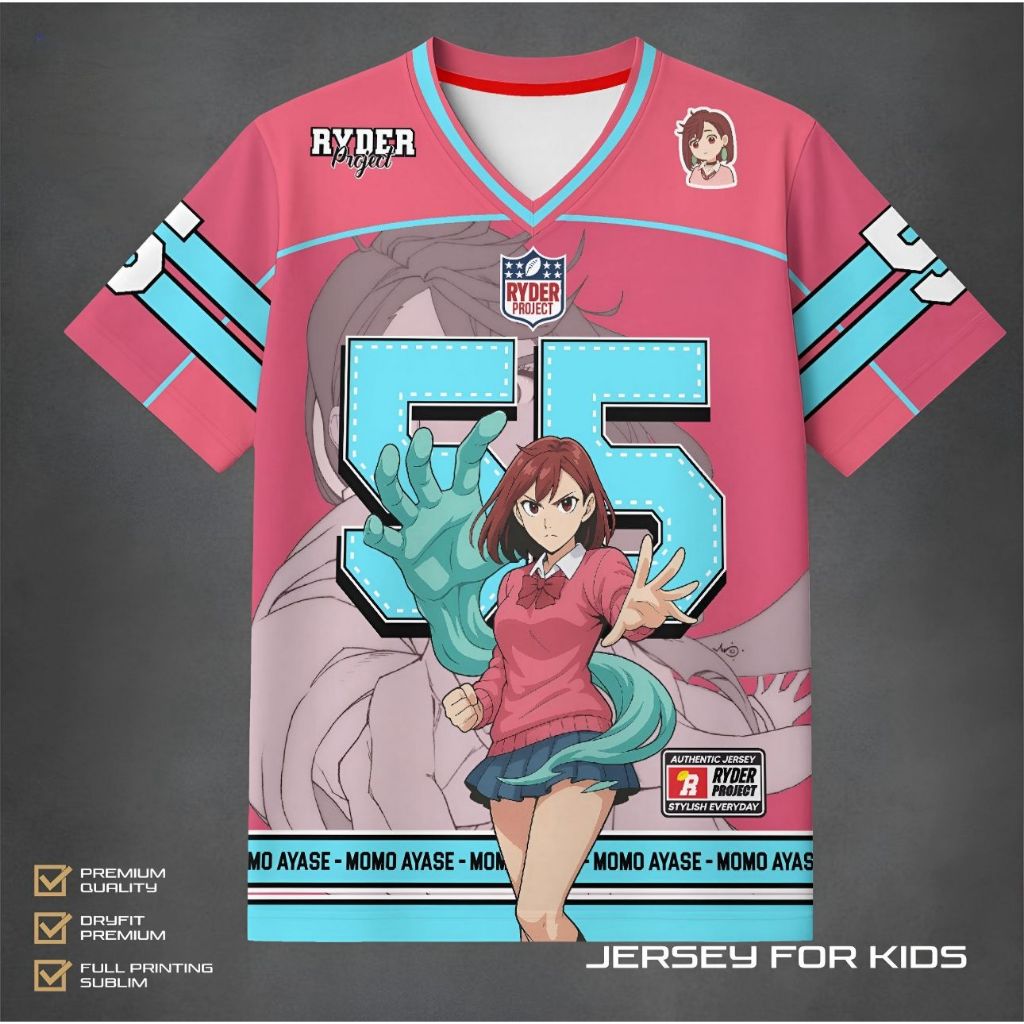Jersey Anak Anime Momo Ayase Pink Dryfit Adem Premium Baju Anak Anime Jepang Karakter Momo Ayase Ful