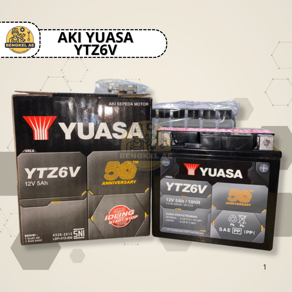 Aki YUASA YTZ6V || Aki Accu Kering Yuasa YTZ6V Accu Kering Honda Vario 125/150 Merk Yuasa