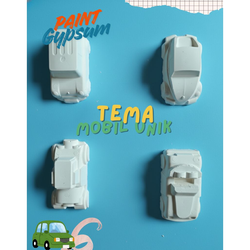 (1 PCS) Gypsum Painting tema Mobil / Mainan Anak Edukatif / Gypsum Mewarnai / Mainan Melukis Anak Pa
