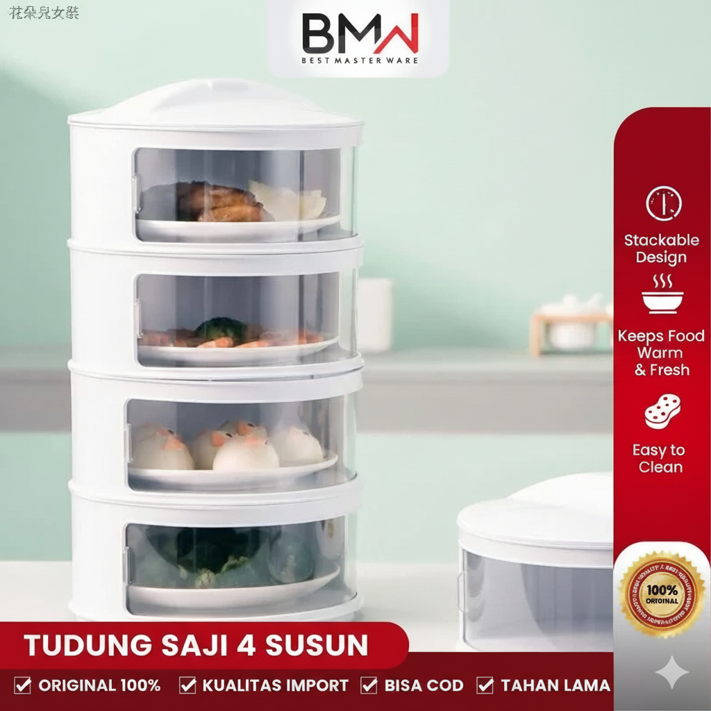 Tdung Saji Akrilik 4 Susun Rak makanan Tudung Saji Susun 4 Tahan Panas