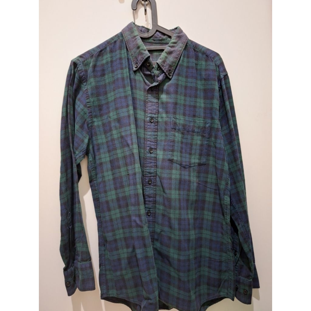 Kemeja Flannel Uniqlo Kotak-Kotak Navy Hijau