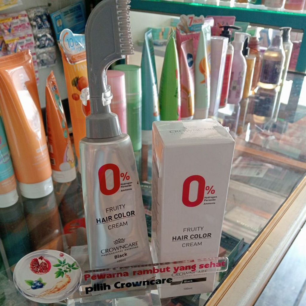 CROWNCARE FRUITY HAIR COLOR NATURAL BLACK/HITAM 100ML| SEMIR RAMBUT ALAMI