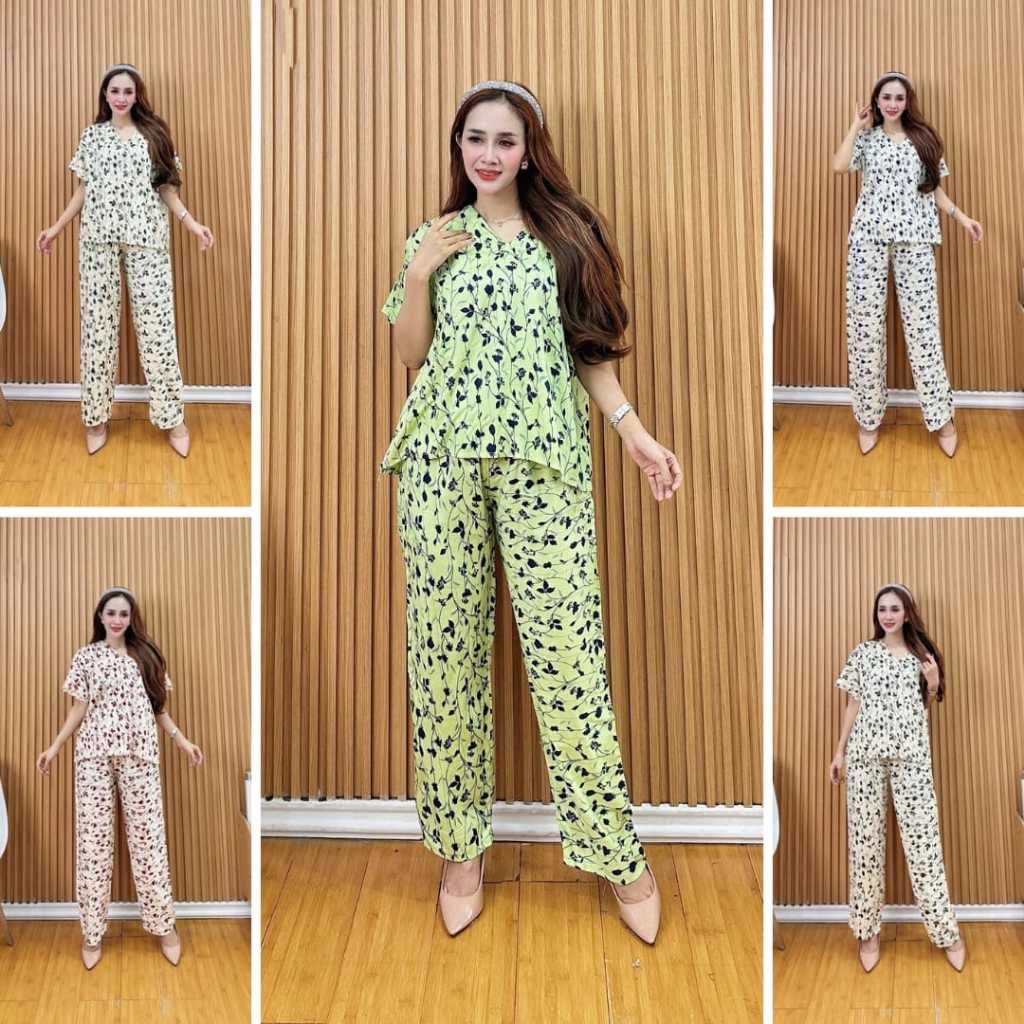 Batik Temu Jodo - Setelan Rayon Wanita Motif Bunga Rambat