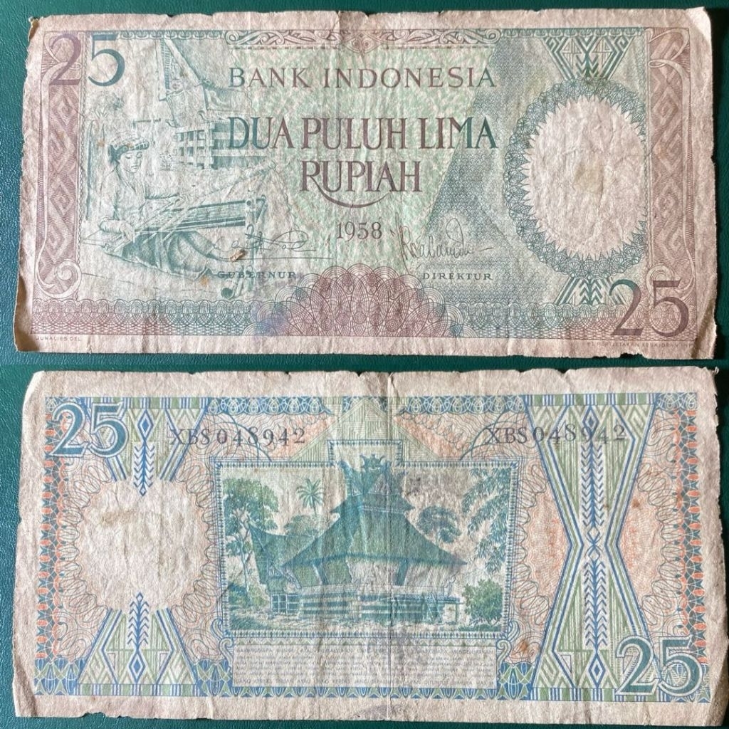 Uang Kuno 25 Rupiah Seri Pekerja Dan Seri (X)