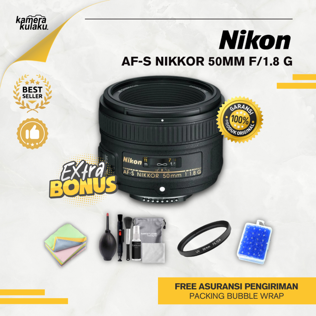 Lensa Fix Nikon AFS 50MM F1.8 G MULUS COCOK UNTUK D7100 D7200 D610 D600 D750 D800 D5300 D3500