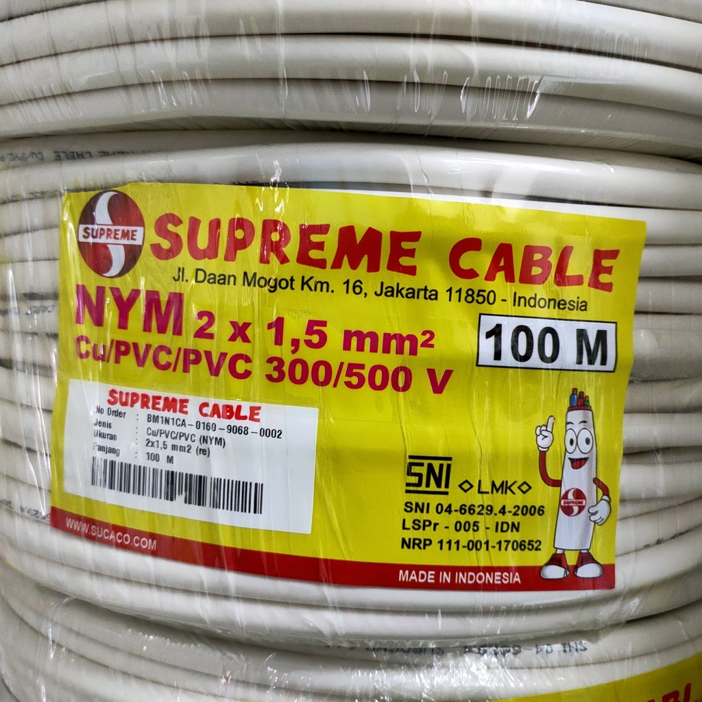 Supreme Kabel Tembaga NYM 2x1.5 Per Meter