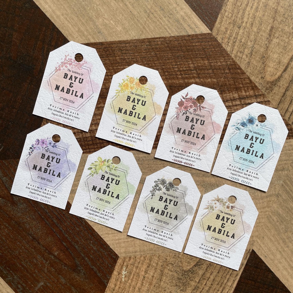 Hang Tag Souvenir - kartu ucapan - hang tag pernikahan - kartu ucapan pernikahan - label pernikahan