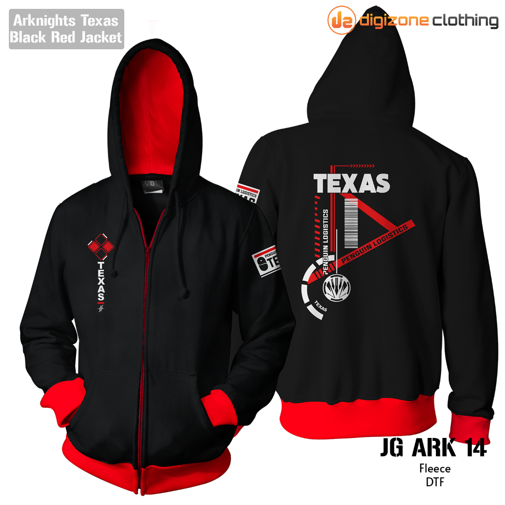 Jaket Hoodie Arknights Texas Red Black JG ARK 14