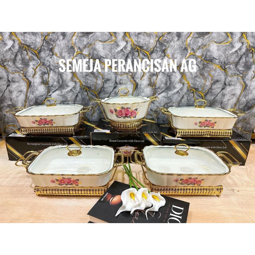 Prasmanan Pesta Fiorenza Marble Keramik Marble Set 5 Buah (Khusus Instant)