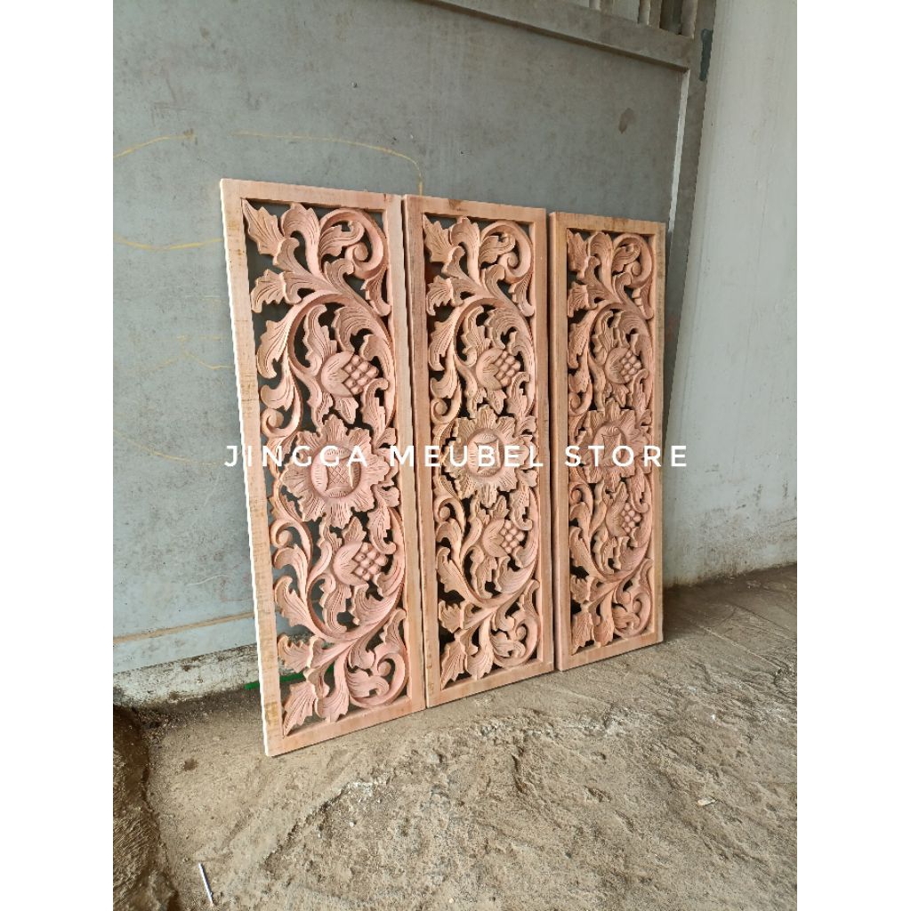 ornamen ukir ukiran kayu loster kusen pintu boven lisplang roster 30x120cm
