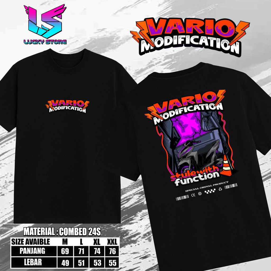 LuckyStore Kaos atasan keren laki / wanita kece Motif VARIO MODIFICATION Combed 24s