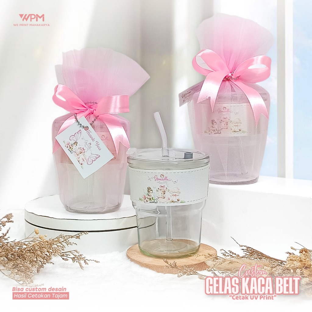 SOUVENIR ANAK TANPA PACKINGAN / GELAS KACA CUSTOM / GELAS KACA CUSTOM ANAK